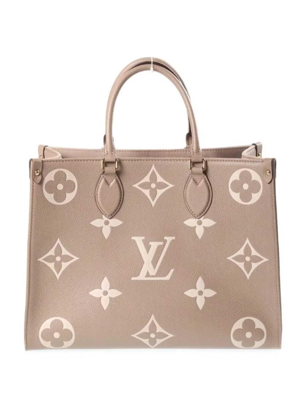 Louis Vuitton Bicolor Monogram Empreinte On The Go MM Tourterelle Cream Handbag